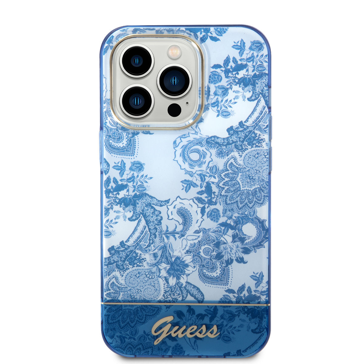 Guess iPhone 14 PRO Backcover - Porselein Collectie - Blauw