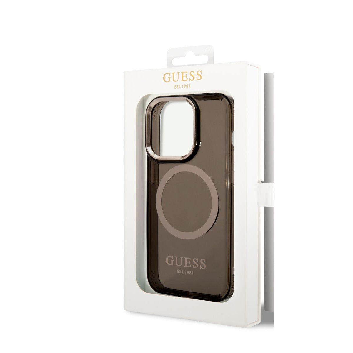 Guess iPhone 14 PRO Backcover - Magsafe Compatible - Transparant Zwart
