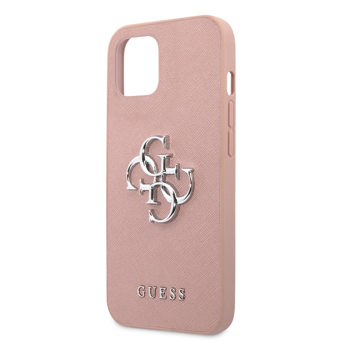 Guess iPhone 13 MINI Hardcase Backcover - Silver 4G Logo - Roze