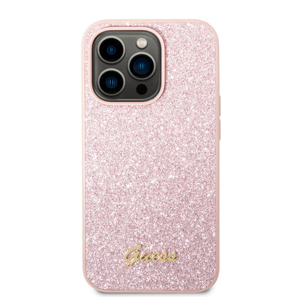Guess iPhone 14 PRO Backcover - Glitter Collectie - Roze