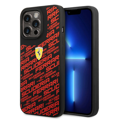 Ferrari iPhone 14 Pro Backcover - Scuderia All-Over - Zwart