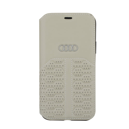 Audi Leren Bookcase voor iPhone 12 PRO MAX - Magneetsluiting - A6 Serie - Beige