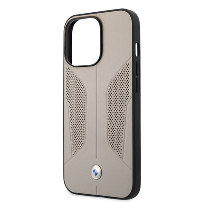 BMW iPhone 13 PRO MAX kunstleer Backcover - Perforated Sides - Beige