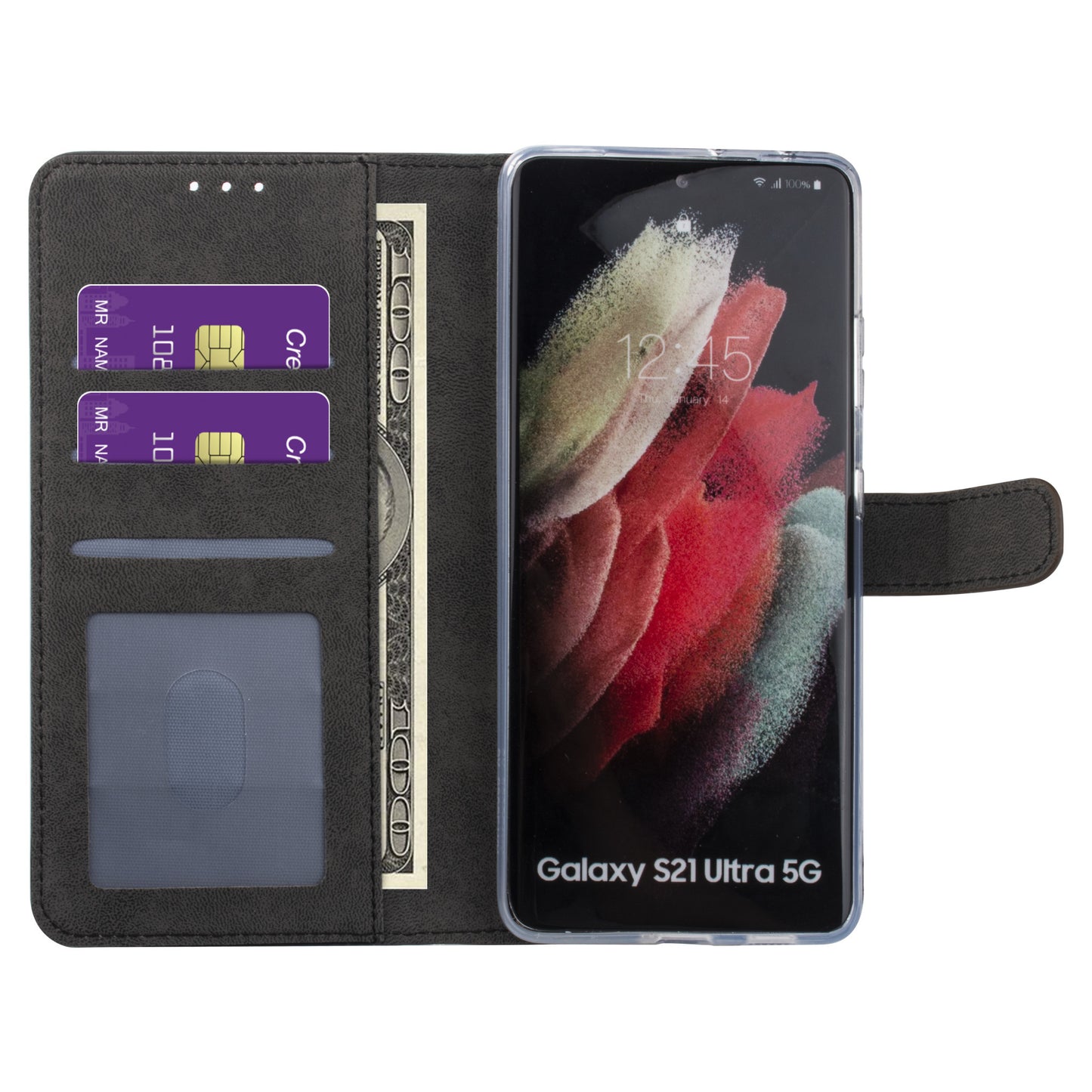 Samsung Galaxy S21 Ultra Booktype hoesje - Bruin - Pasjeshouder - Magneetsluiting