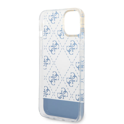 Guess iPhone 14 Plus Backcover - 4G Pattern Script - Blauw