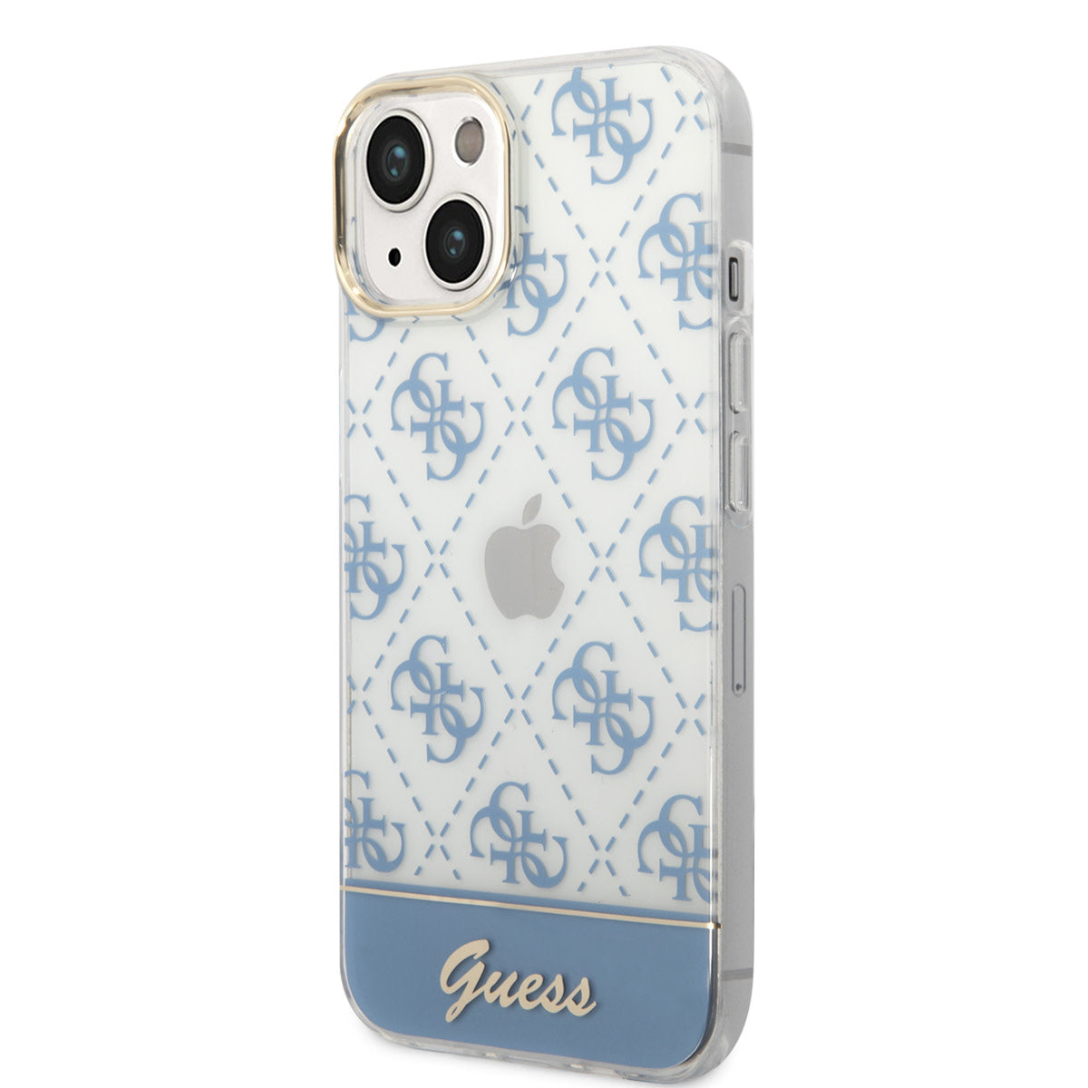 Guess iPhone 14 Plus Backcover - 4G Pattern Script - Blauw