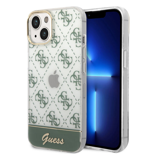 Guess iPhone 14 Plus Backcover - 4G Pattern Script - Groen
