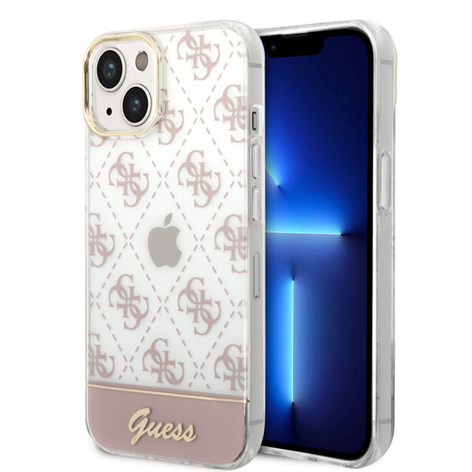 Guess iPhone 14 Backcover - 4G Pattern Script - Roze