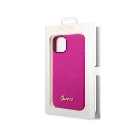 Guess iPhone 14 Backcover - Gold Logo - Fuchsia