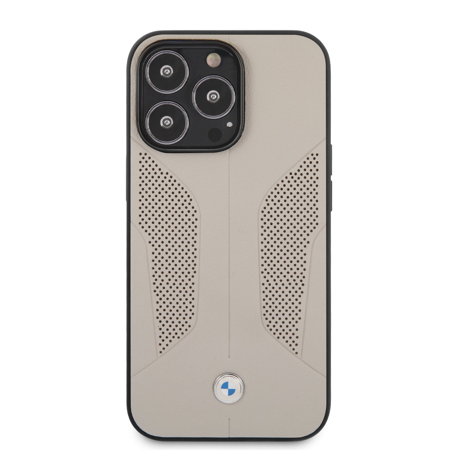 BMW iPhone 13 PRO MAX kunstleer Backcover - Perforated Sides - Beige