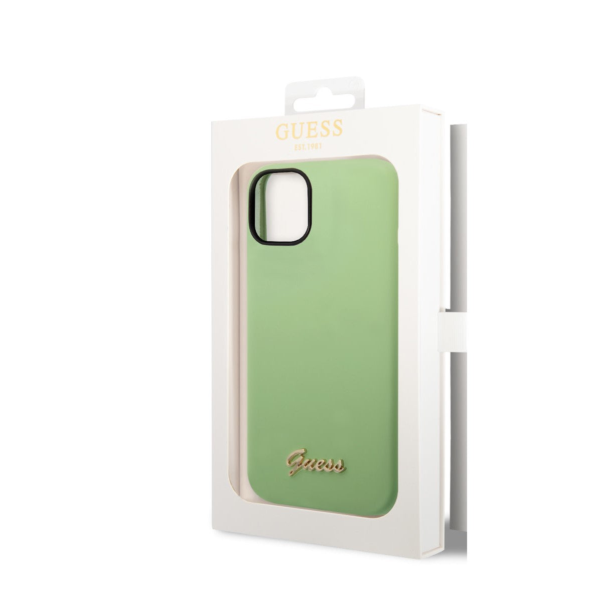 Guess iPhone 14 Plus Backcover - Gold Logo - Groen