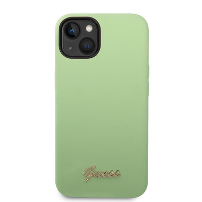 Guess iPhone 14 Backcover - Gold Logo - Groen