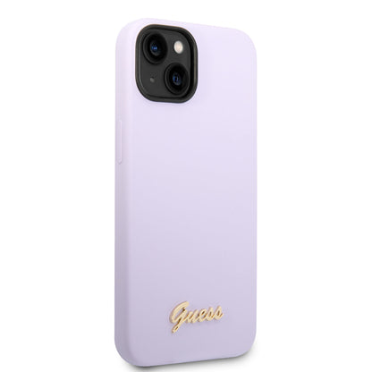 Guess iPhone 14 Plus Backcover - Gold Logo - Paars