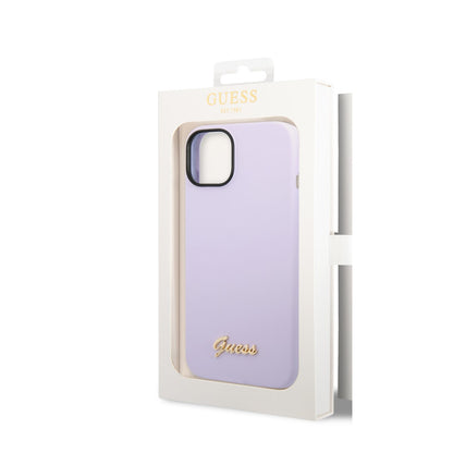 Guess iPhone 14 Plus Backcover - Gold Logo - Paars