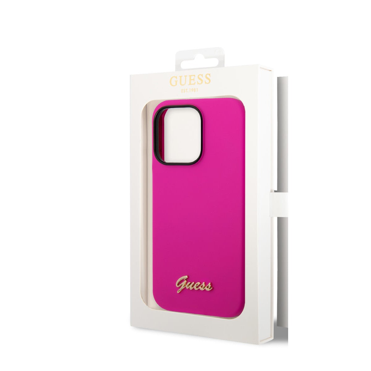 Guess iPhone 14 PRO Backcover - Gold Logo - Fuchsia