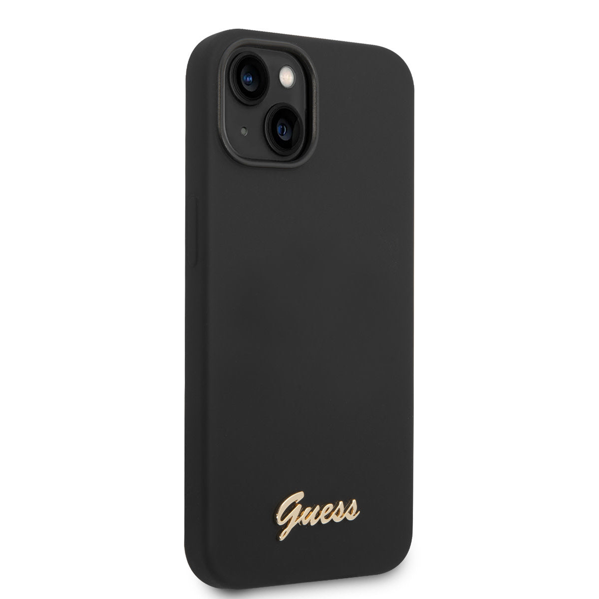 Guess iPhone 14 Backcover - Gold Logo - Zwart