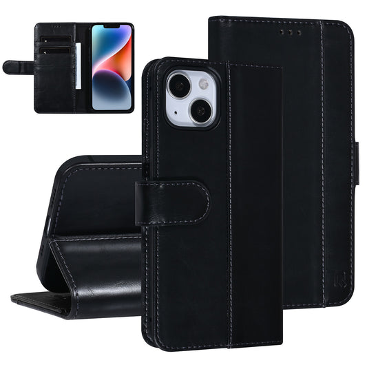 iPhone 14 PLUS Luxe Bookcase voor 3 Pasjes - Magneetsluiting - Zwart