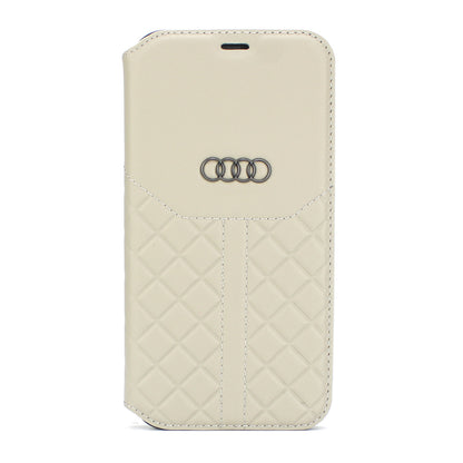 Audi Leren Bookcase voor iPhone 12/12 PRO - Magneetsluiting - Q8 Serie - Beige