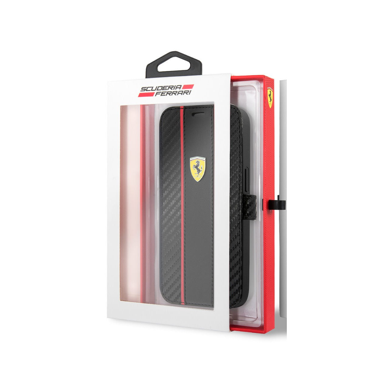 Ferrari iPhone 13 PRO Bookcase met magneetsluiting - Smooth Tire Stripe - Zwart