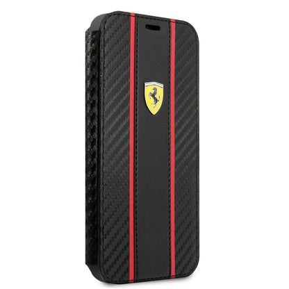Ferrari iPhone 13 PRO Bookcase met magneetsluiting - Smooth Tire Stripe - Zwart