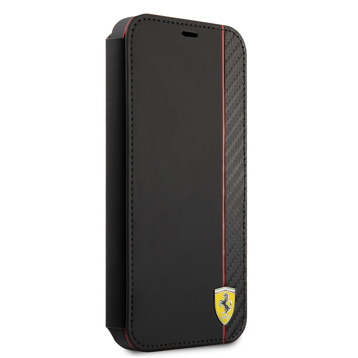 Ferrari iPhone 13 PRO Bookcase met magneetsluiting - Carbon Stripe - Zwart