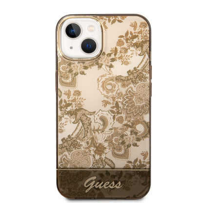 Guess iPhone 14 Backcover - Porselein Collectie - Bruin