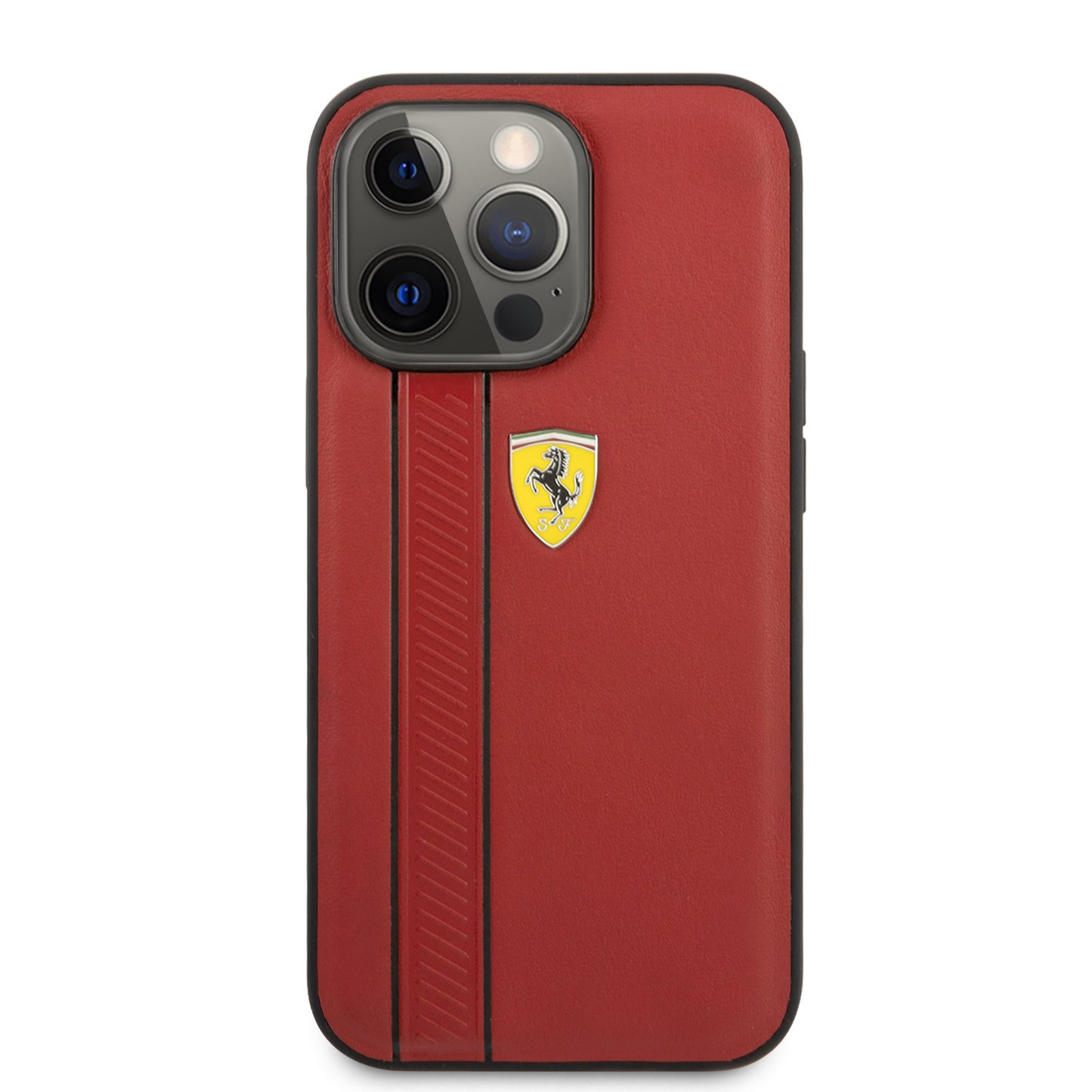 Ferrari iPhone 13 PRO MAX Backcover - Debossed Stripes - Rood