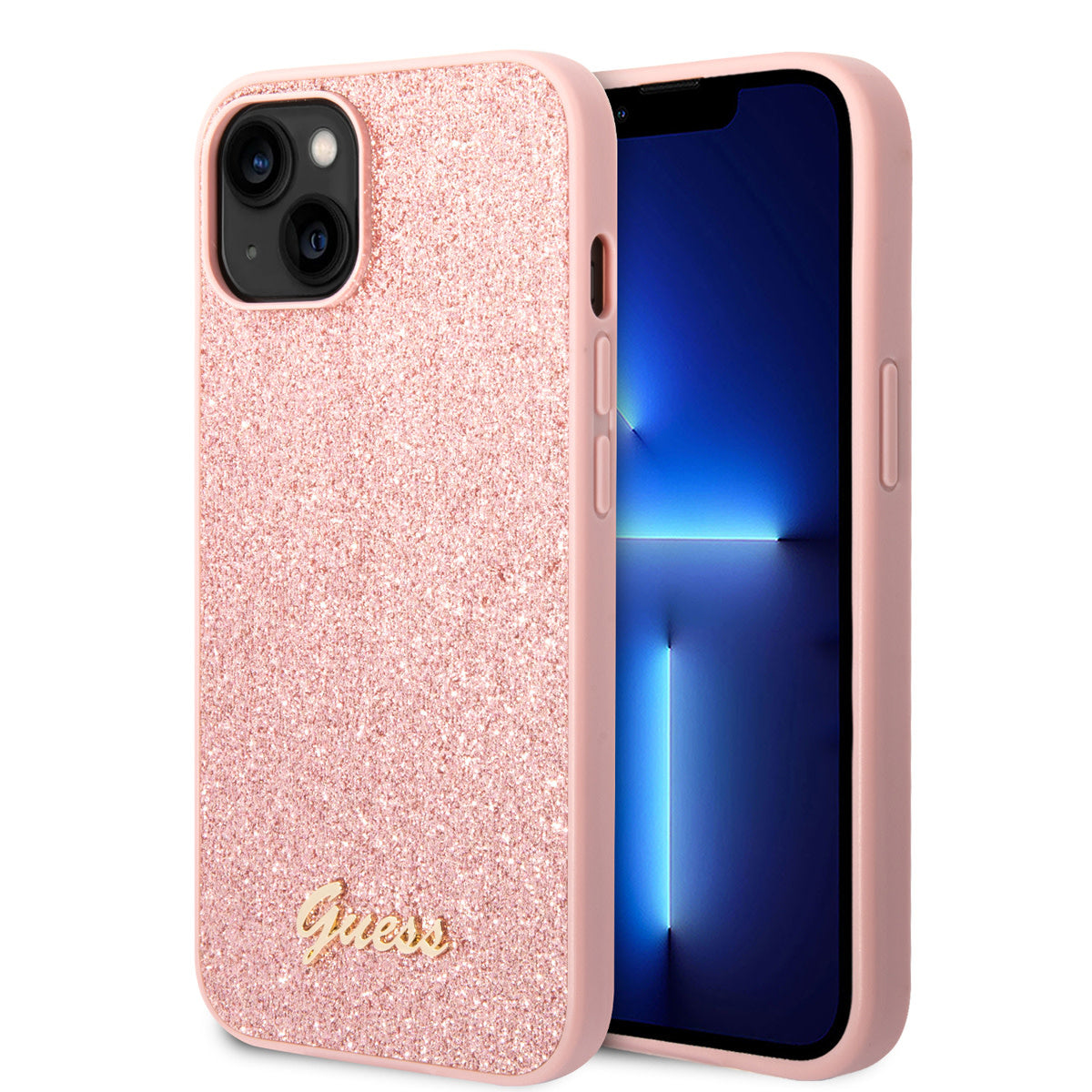 Guess iPhone 14 Backcover - Glitter Collectie - Roze