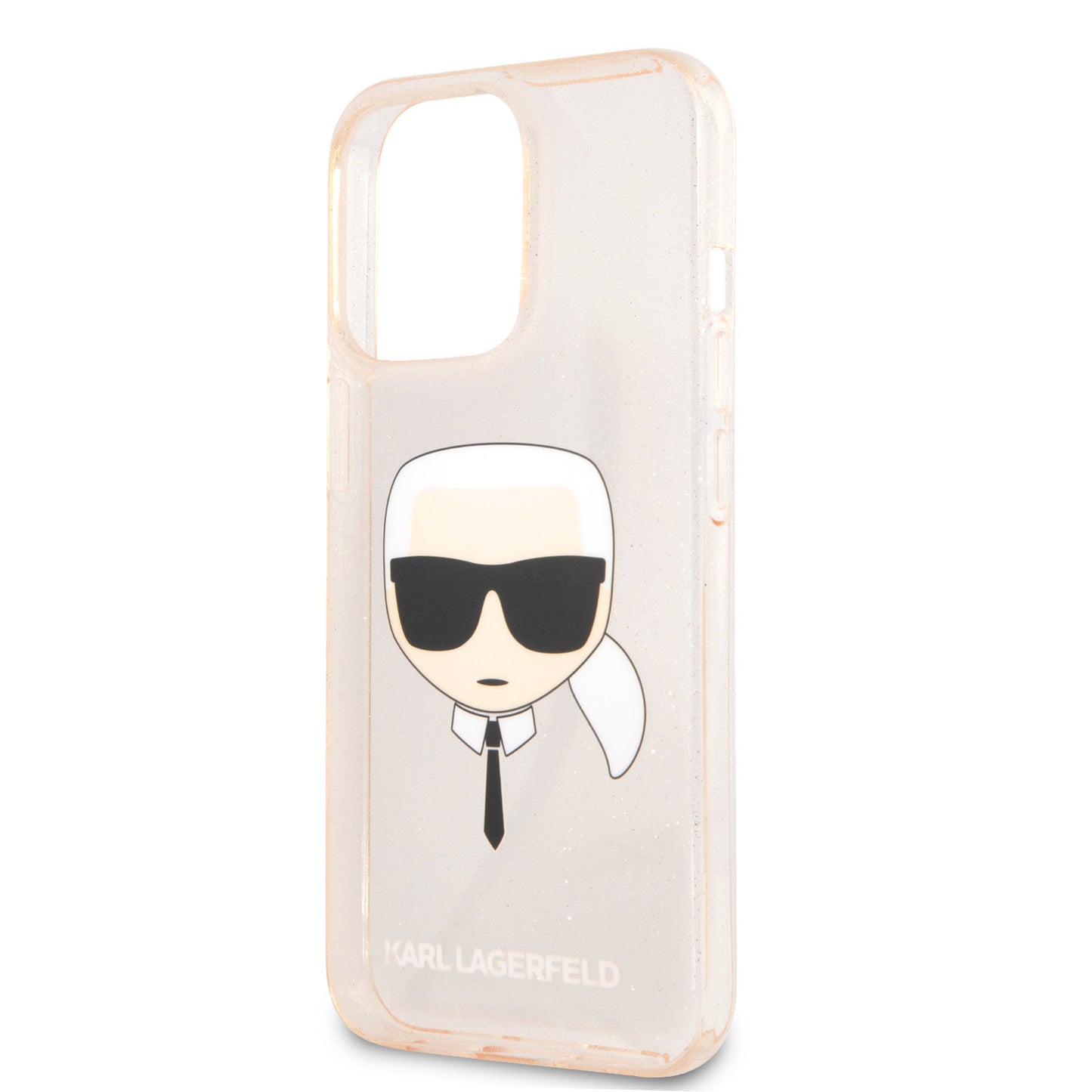 Karl Lagerfeld iPhone 13 PRO Backcover -  Glitter - Karl's head - Transparant Goud