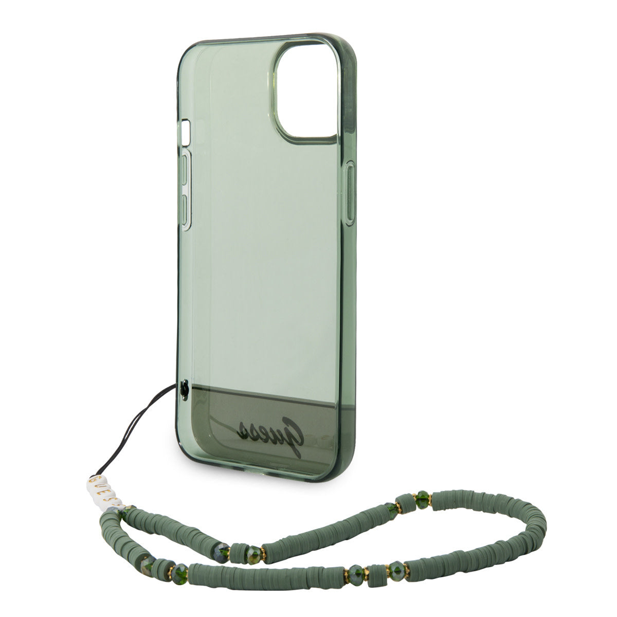 Guess iPhone 14 Plus Backcover - met koord - Transparant Groen