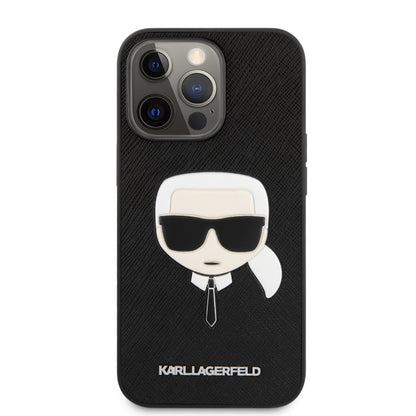 Karl Lagerfeld iPhone 13 PRO Backcover - Karl's head - Zwart