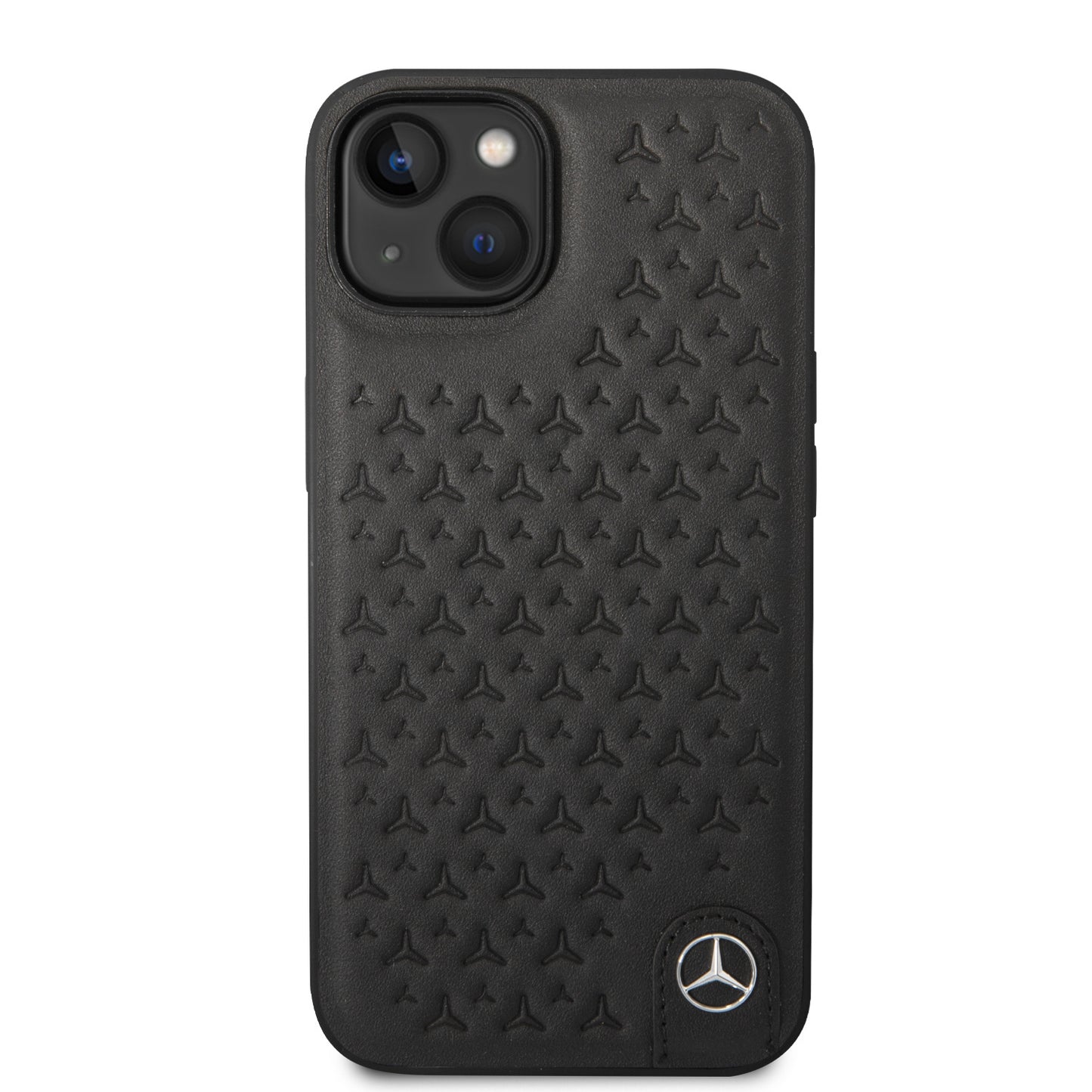 Mercedes-Benz iPhone 14 Leren Backcover - Star Pattern - Zwart