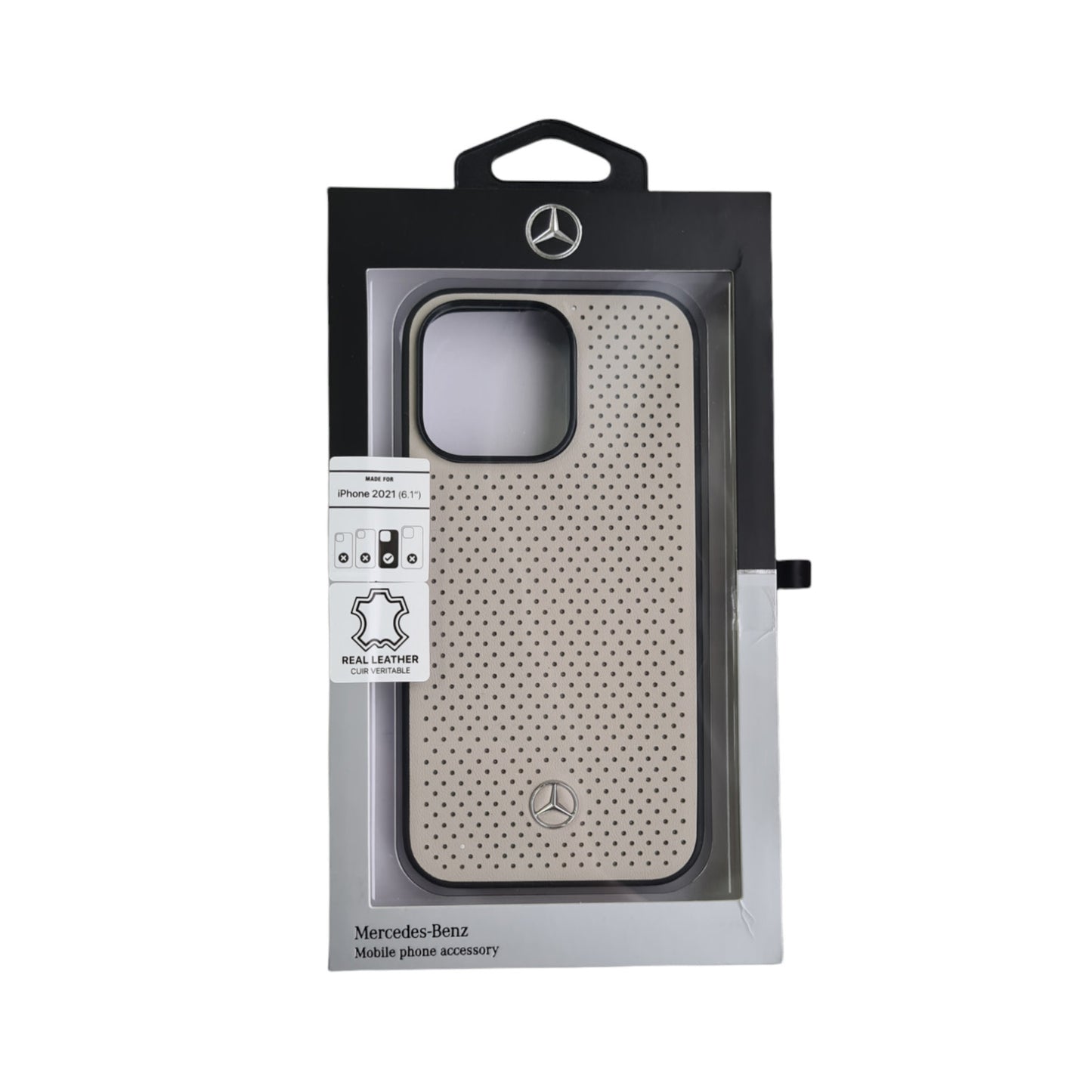 Mercedes-Benz iPhone 13 PRO MAX Leren Backcover - Perforated - Beige