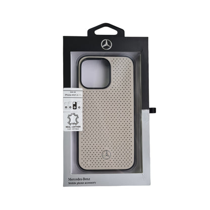 Mercedes-Benz iPhone 13 PRO Leren Backcover - Perforated - Beige
