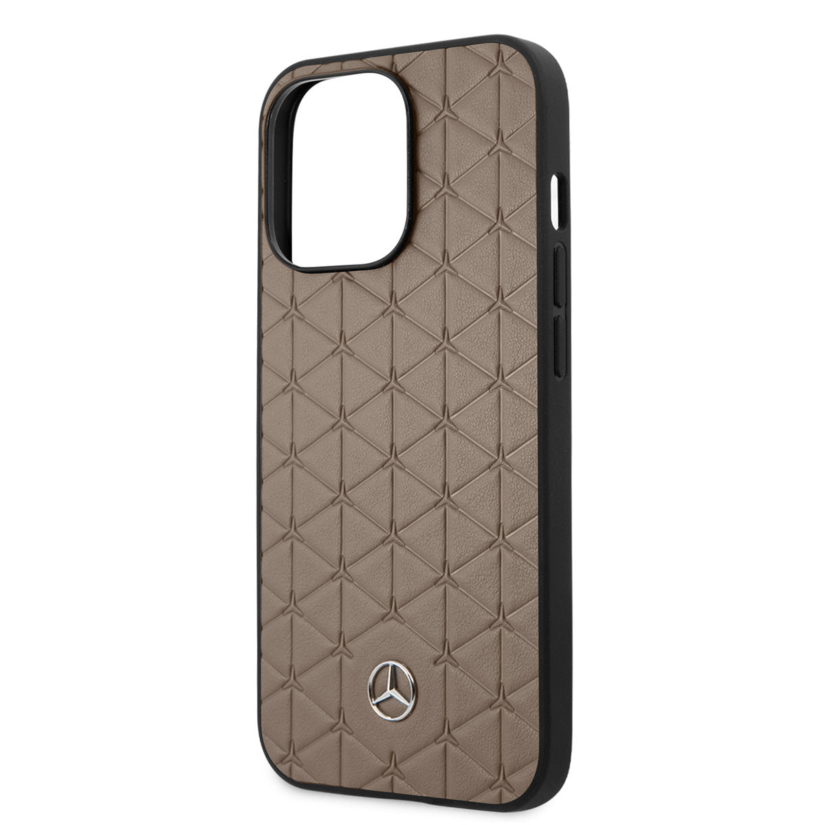 Mercedes-Benz iPhone 13 PRO MAX Leren Backcover - Quilted Mini Stars & Lines - Bruin