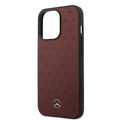 Mercedes-Benz iPhone 13 PRO MAX Leren Backcover - Star Pattern - Rood