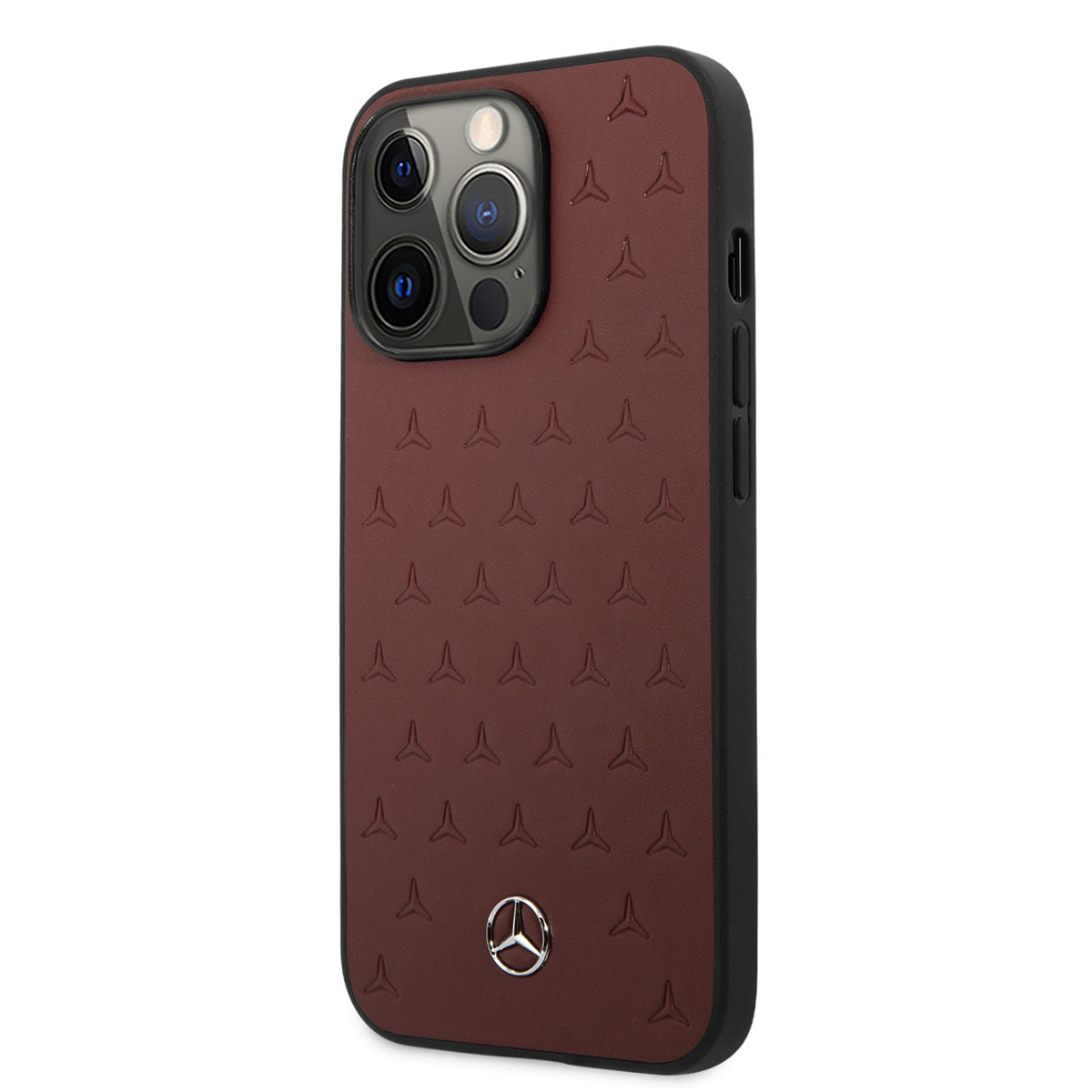 Mercedes-Benz iPhone 13 PRO MAX Leren Backcover - Star Pattern - Rood