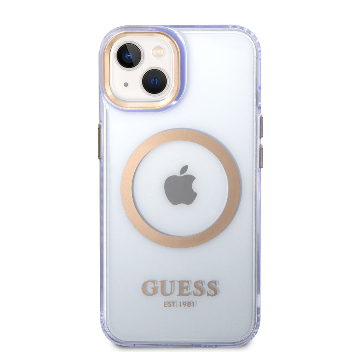 Guess iPhone 14 Plus Backcover - Magsafe Compatible - Transparant Paars