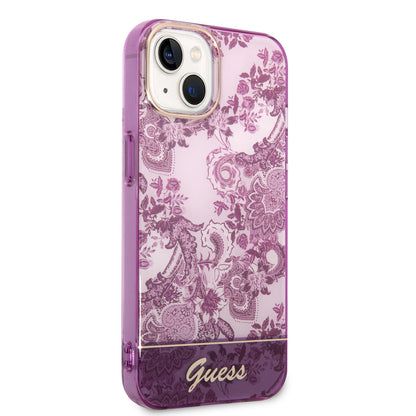 Guess iPhone 14 Backcover - Porselein Collectie - Fuchsia