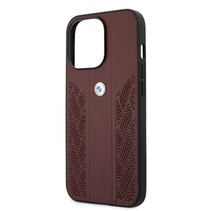 BMW iPhone 13 PRO kunstleer Backcover - Perforated Curve - Rood
