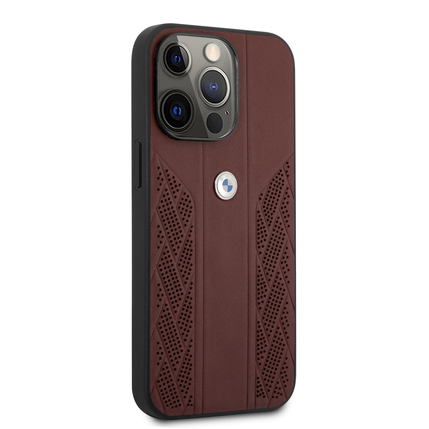 BMW iPhone 13 PRO kunstleer Backcover - Perforated Curve - Rood