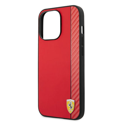 Ferrari iPhone 13 PRO Backcover - Carbon - Rood