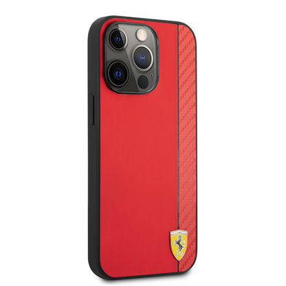 Ferrari iPhone 13 PRO MAX Backcover - Carbon - Rood