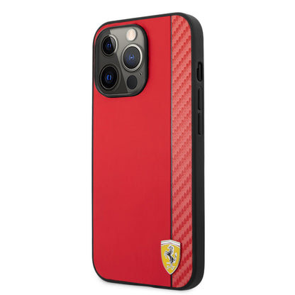 Ferrari iPhone 13 PRO MAX Backcover - Carbon - Rood