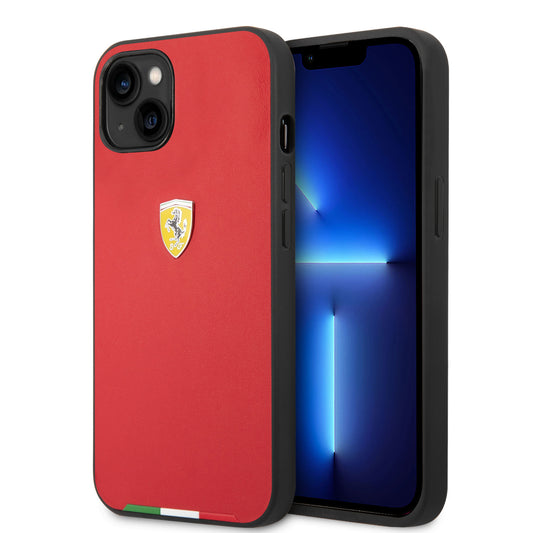 Ferrari iPhone 14 Plus Backcover - Italian Flag Line - Rood