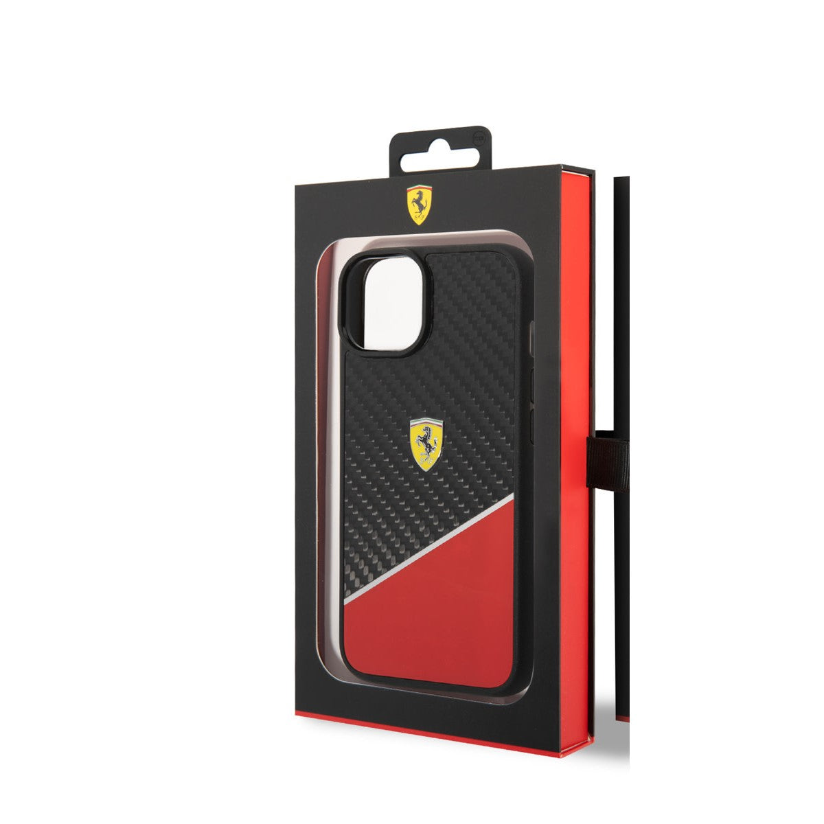 Ferrari iPhone 14 Plus Backcover - Carbon - Stripe - Rood