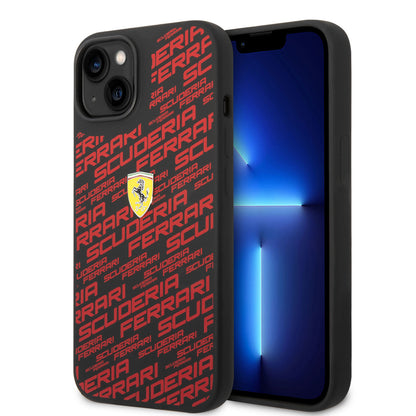 Ferrari iPhone 14 Backcover - Scuderia All-Over - Zwart
