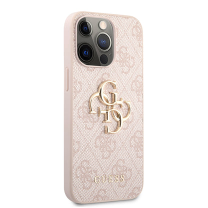 Guess iPhone 13 PRO Backcover - Gold 4G Logo - Roze