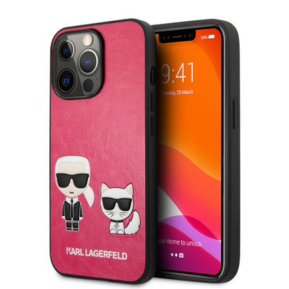 Karl Lagerfeld iPhone 13 PRO Backcover - Karl & Choupette - Roze