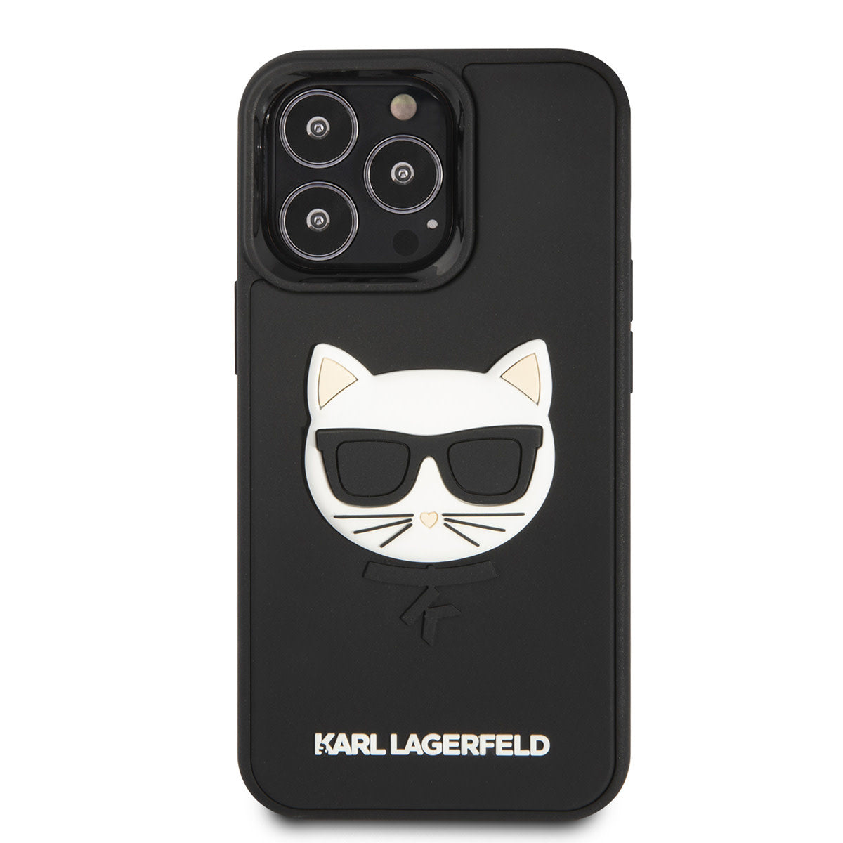 Karl Lagerfeld iPhone 13 PRO Backcover - 3D Rubber Choupette Head - Zwart